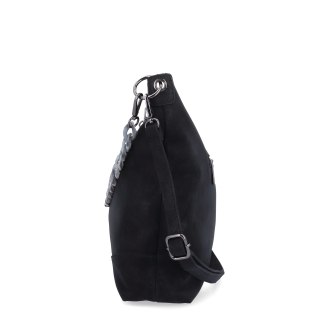 Stylová crossbody kabelka s odepínacím řetízkem Carmelo materiál syntetická kůže zapínání na zip barva černá velikost střední 4660 C Z boku