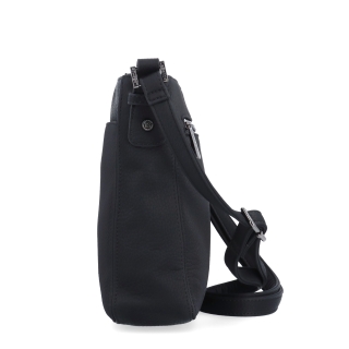 Praktická crossbody kabelka s přední kapsou Le Sands materiál syntetická kůže zapínání na zip barva černá velikost střední 4653 C Z boku