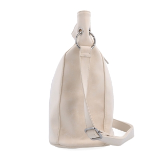 Městská crossbody kabelka s hebkým povrchem a děleným vnitřkem Tangerin materiál syntetická kůže zapínání na zip barva béžová velikost střední 7015 BE Z boku