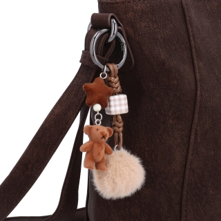 Stylová crossbody kabelka s odepínacím přívěskem Carmelo materiál syntetická kůže zapínání na zip barva hnědá velikost malá 4662 H Detail