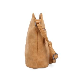 Malá elegantní kabelka s minimalistickým designem Tangerin materiál syntetická kůže zapínání na zip barva koňaková velikost malá 1107 CAM Z boku