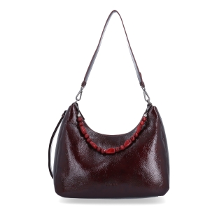 Kabelka přes rameno i crossbody s odepínacími popruhy Le Sands materiál syntetická kůže zapínání na zip barva vínová velikost střední 4637 BO Zepředu
