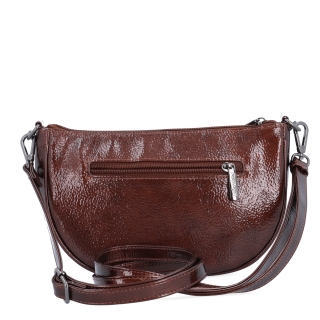 Stylová crossbody kabelka s odnímatelným ozdobným řetízkem Le Sands materiál syntetická kůže zapínání na zip barva hnědá velikost malá 4639 H Zezadu