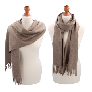 Elegantní jednobarevná šála s třásněmi Noelia Bolger materiál Polyester s příměsí vlny barva taupe KZ003 - 04
