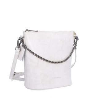 Elegantní kožená crossbody s řetízkem Noelia Bolger materiál kůže zapínání na zip barva bílá velikost malá NB 0048 OW