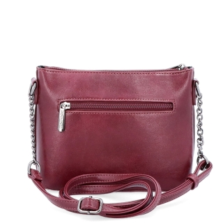 Společenská crossbody kabelka s řetízkem Le Sands materiál syntetická kůže zapínání na zip barva vínová velikost malá 7708 BO Zezadu