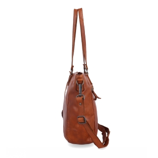 Prostorná shopper kabelka z pravé kůže Noelia Bolger materiál kůže zapínání na zip barva koňaková velikost střední NB 2427 KO Z boku