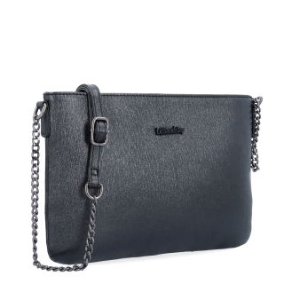 Elegantní crossbody kabelka s jemným leskem Le Sands materiál syntetická kůže zapínání na zip barva černá velikost malá 4608 C