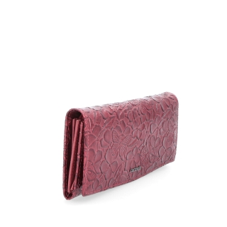Elegantní dlouhá peněženka Carmelo materiál kůže zapínání na cvoček barva vínová velikost velká 2109 V BO Polobok zepředu