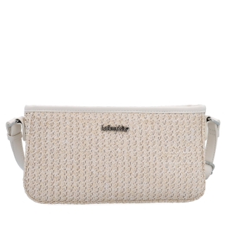Malá crossbody kabelka ve straw stylu Le Sands materiál syntetická kůže zapínání na zip barva béžová velikost malá 4616 K Zepředu