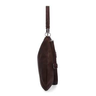 Praktická kabelka přes rameno i crossbody s prošitím Carmelo materiál syntetická kůže zapínání na zip barva hnědá velikost střední 4656 H Z boku