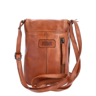 Kožená crossbody taška s klopou Noelia Bolger materiál kůže zapínání s klopou barva koňaková velikost malá NB 2418 KO Zezadu