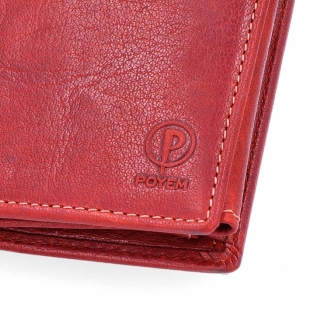 Kvalitní kožené pouzdro Poyem Poyem materiál kůže zapínání Bez zapínání barva červená velikost malá 5229 Poyem CV Logo