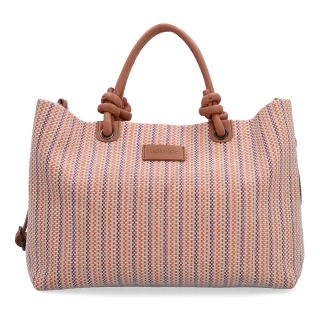 Prostorná shopper kabelka s originálními uchy Le Sands materiál syntetická kůže zapínání na zip barva oranžová velikost velká 4613 O Zepředu