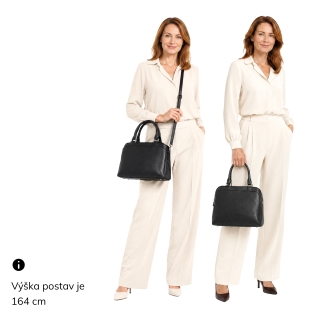 Elegantní kabelka do ruky i přes rameno Le Sands materiál syntetická kůže zapínání na zip barva černá velikost střední 7729 C Na postavě