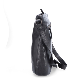 Kožená crossbody kabelka s prošíváním Noelia Bolger materiál kůže zapínání na zip barva černá velikost střední NB 2002 C Z boku