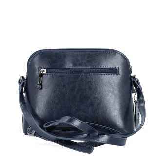 Minimalistická kožená crossbody kabelka na každý den Noelia Bolger materiál kůže zapínání na zip barva modrá velikost malá NB 0116 TM Zezadu