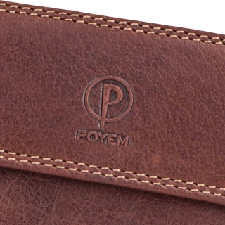 Dolarovka z pravé kůže Poyem materiál kůže zapínání Bez zapínání barva hnědá velikost malá 5210 Poyem H Logo