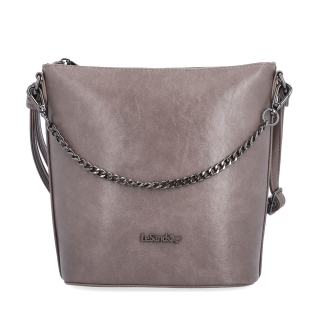 Elegantní crossbody kabelka s řetízkem Le Sands materiál syntetická kůže zapínání na zip barva taupe velikost malá 7722 T Zepředu