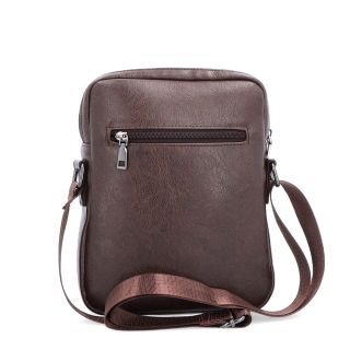 Crossbody taška přes rameno Tangerin materiál syntetická kůže zapínání na zip barva hnědá velikost střední 2324 H Zezadu