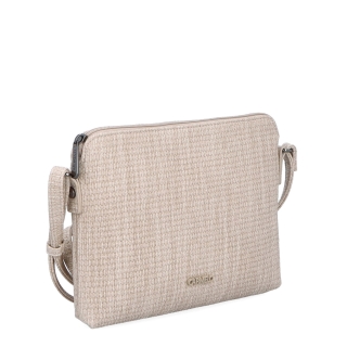 Malá crossbody kabelka s jemným elegantním vzorem Carmelo materiál syntetická kůže zapínání na zip barva béžová velikost malá 4337 BE