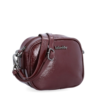 Malá crossbody kabelka se strukturovaným povrchem Le Sands materiál syntetická kůže zapínání na zip barva vínová velikost malá 4372 BO