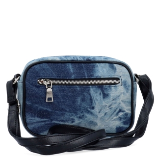 Malá džínová crossbody kabelka Indee materiál textil zapínání na zip barva modrá velikost malá 9305 01