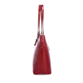 Kožená shopper kabelka Noelia Bolger materiál kůže barva červená velikost velká NB 0076 TCV Z boku