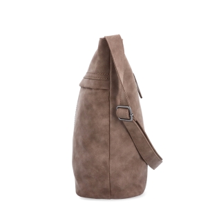Praktická crossbody kabelka ze syntetického materiálu Tangerin materiál syntetická kůže zapínání na zip barva hnědá velikost velká 1108 H Z boku