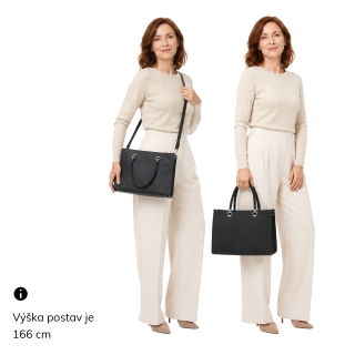 Dámská kabelka s odnímatelným crossbody popruhem Le Sands materiál syntetická kůže zapínání na zip barva metalická velikost střední 4648 BR Na postavě