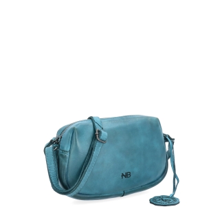 Minimalistická kožená crossbody kabelka Noelia Bolger materiál kůže zapínání na zip barva tyrkysová velikost malá NB 2417 TYR