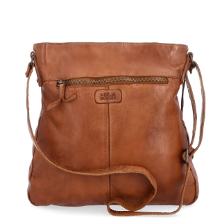 Kožená crossbody kabelka s prošíváním Noelia Bolger materiál kůže zapínání na zip barva koňaková velikost střední NB 2002 KO Zezadu