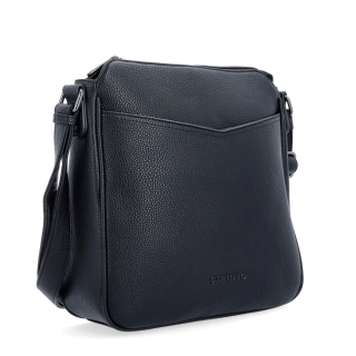 Střední crossbody kabelka s přední kapsou na cvoček Carmelo materiál syntetická kůže zapínání na zip barva černá velikost střední 4331 C
