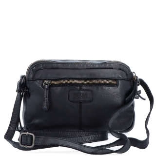 Minimalistická kožená crossbody kabelka Noelia Bolger materiál kůže zapínání na zip barva černá velikost malá NB 2407 C Zezadu
