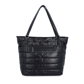 Shopperka přes rameno z nadýchaného materiálu Carmelo materiál nylon zapínání na zip barva černá velikost velká 4385 C Zezadu