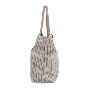 Prostorná shopper kabelka se strukturovaným povrchem Le Sands materiál syntetická kůže zapínání na zip barva béžová velikost velká 4614 BE Z boku