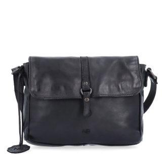 Kožená crossbody kabelka s klopou Noelia Bolger materiál kůže zapínání s klopou barva černá velikost střední NB 2416 C Zepředu