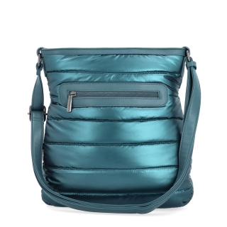 Moderní dámská kabelka z nadýchaného nylonu Carmelo materiál nylon zapínání na zip barva zelená velikost střední 4382 PE Zezadu