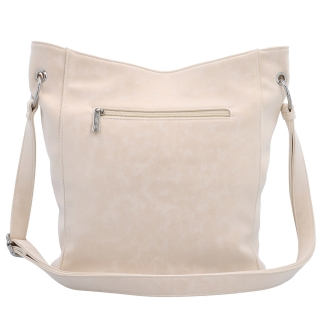 Městská crossbody kabelka s hebkým povrchem a děleným vnitřkem Tangerin materiál syntetická kůže zapínání na zip barva béžová velikost střední 7015 BE Zezadu