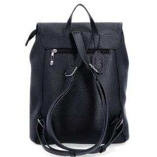 Minimalistický kožený městský batoh s klopou Noelia Bolger materiál kůže zapínání na zip barva černá velikost střední NB 3007 C Zezadu