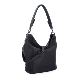 Elegantní dámská kabelka se dvěma popruhy Carmelo materiál nylon zapínání na zip barva černá velikost střední 6603 C
