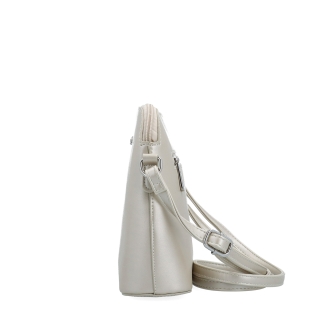 Malá minimalistická crossbody kabelka Le Sands materiál syntetická kůže zapínání na zip barva béžová velikost malá 7712 PRL Z boku