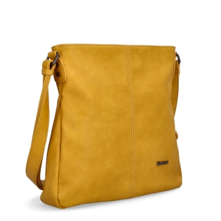 Crossbody kabelka s jednoduchým prošíváním Tangerin materiál syntetická kůže zapínání na zip barva žlutá velikost střední 8003 ZLU