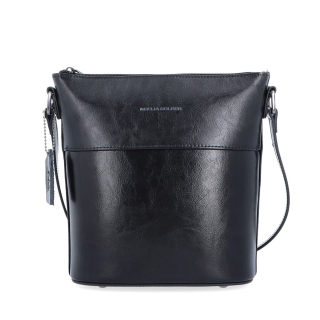 Luxusní kožená crossbody kabelka Noelia Bolger materiál kůže zapínání na zip barva černá velikost malá NB 0077 C Zepředu