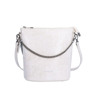 Elegantní kožená crossbody s řetízkem Noelia Bolger materiál kůže zapínání na zip barva bílá velikost malá NB 0048 OW Zepředu