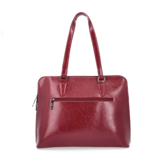 Elegantní kožená kabelka Noelia Bolger materiál kůže zapínání na zip barva červená velikost velká NB 0057 TCV Zezadu