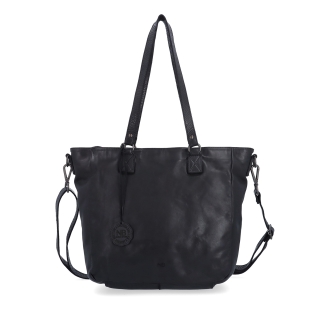 Prostorná shopper kabelka z pravé kůže Noelia Bolger materiál kůže zapínání na zip barva černá velikost střední NB 2427 C Zepředu