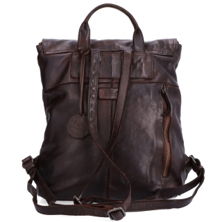 Kožený batoh s klopou ve vintage stylu Noelia Bolger materiál kůže zapínání na zip barva hnědá velikost střední NB 2014 H Zezadu