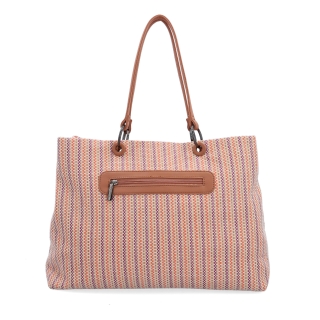 Prostorná shopper kabelka se strukturovaným povrchem Le Sands materiál syntetická kůže zapínání na zip barva oranžová velikost velká 4614 O Zezadu