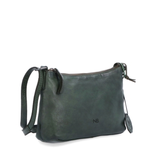 Praktická kožená crossbody na každý den Noelia Bolger materiál kůže zapínání na zip barva zelená velikost malá NB 2406 ZE